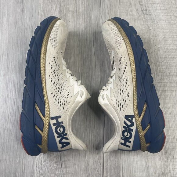 HOKA One One Clifton 7 Women’s Size 9.5 White Blue Gold Running Shoes Sneakers F - Picture 10 of 11
